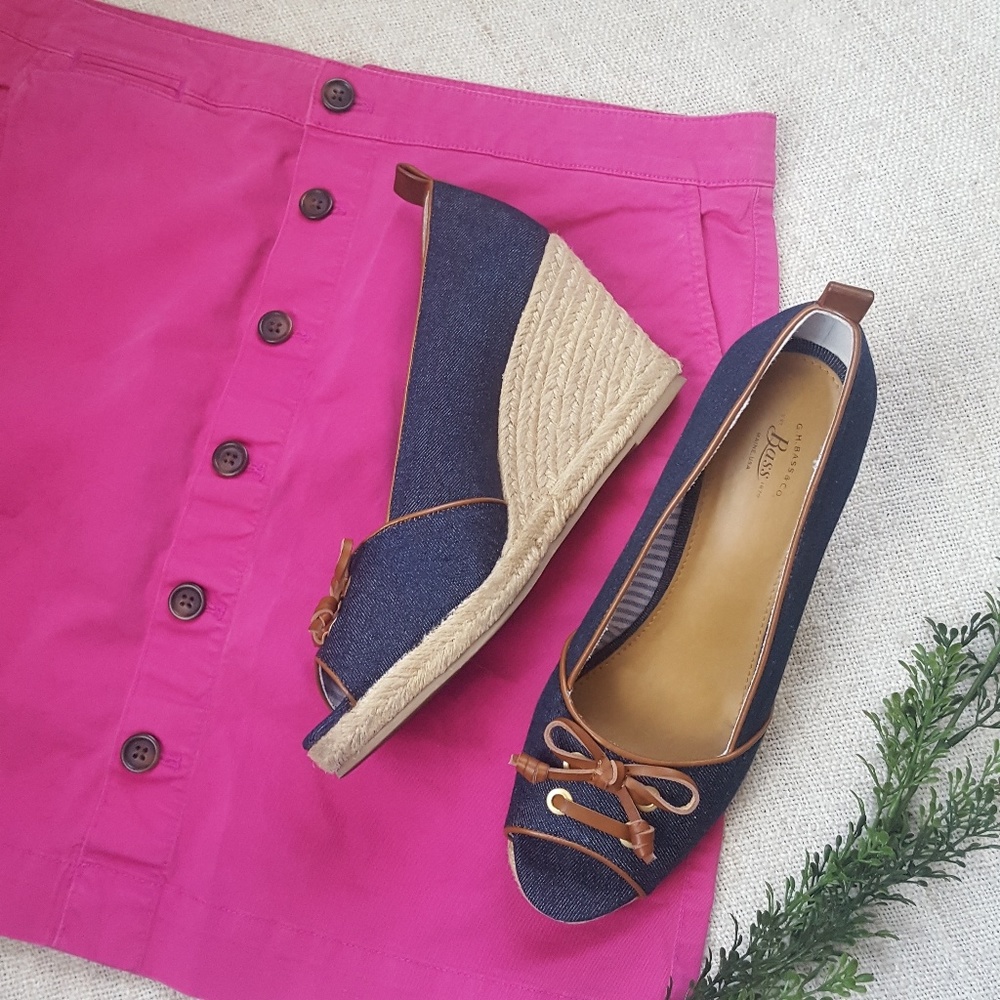 G.H. Bass & Co Annie Espadrille Wedge in Denim